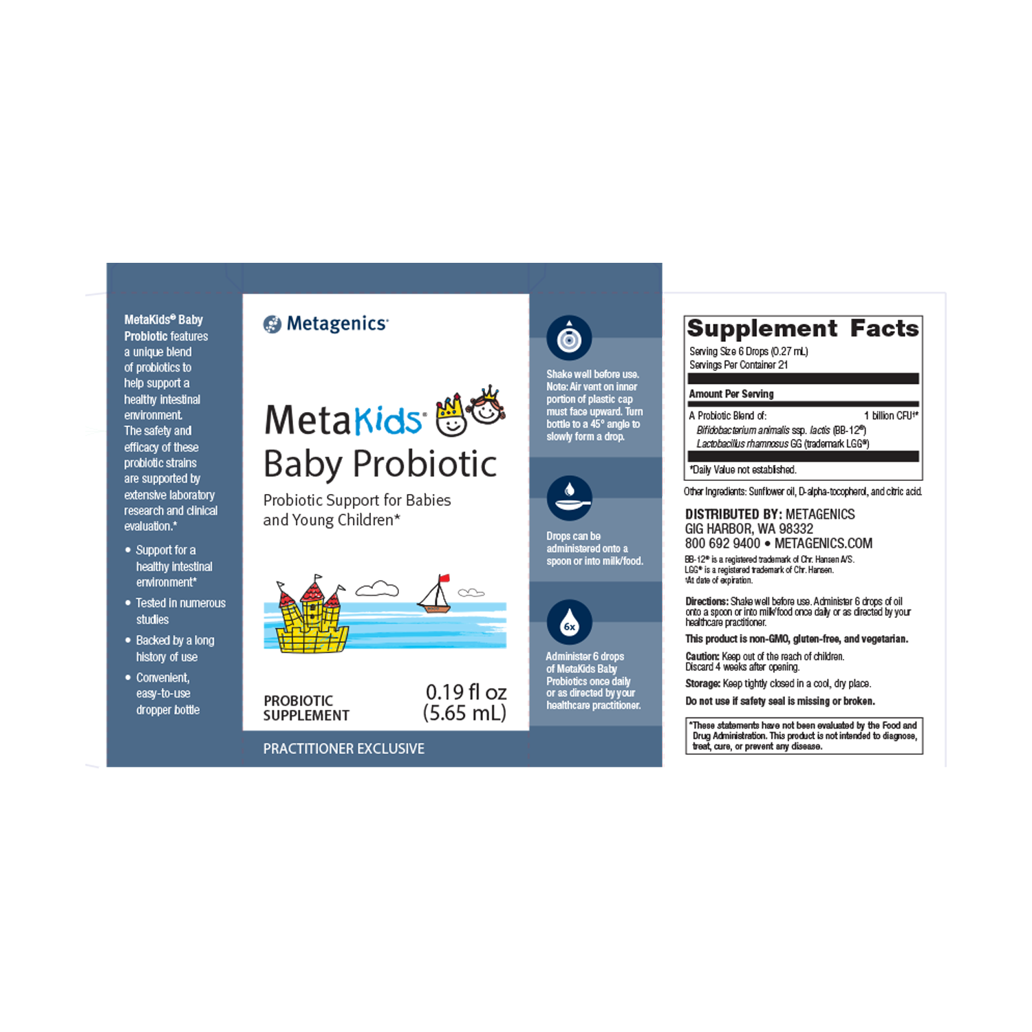 MetaKids Baby Probiotic label