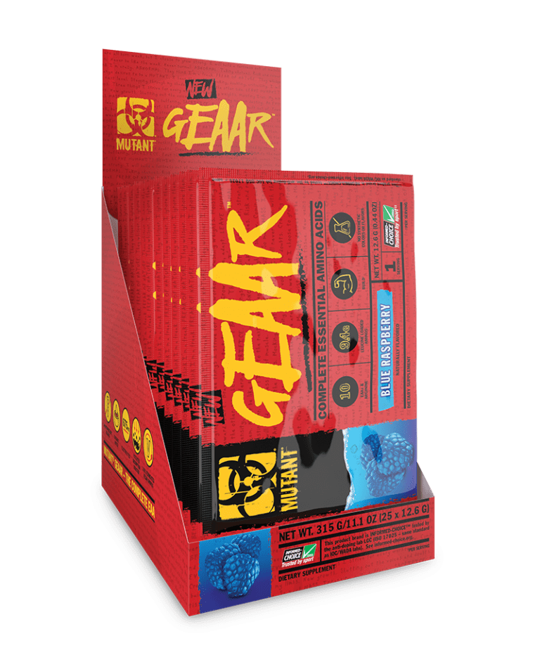 Geaar Blue Raspberry Mutant GEAAR SINGLE SERVE CARTON 25 x 12.6g - Blue Raspberry Mutant - Bodycrafters