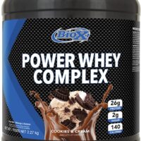 BioX Power Whey Complex 5lbs 2270g Whey Protein Powder - Nitrogen-Rich Three Tiered Performance Powder, 25-27 g Protein, 100% pure whey protein (Cookies & Cream)