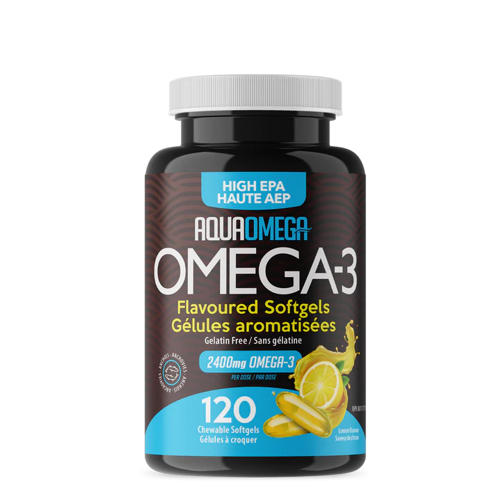High EPA Omega3 lemon120 Softgels Caps AquaOmega Bodycrafters