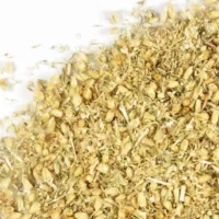 Close-up of dried yarrow flowers, showcasing their delicate petals and herbal properties. Ideal for herbal teas and holistic remedies.